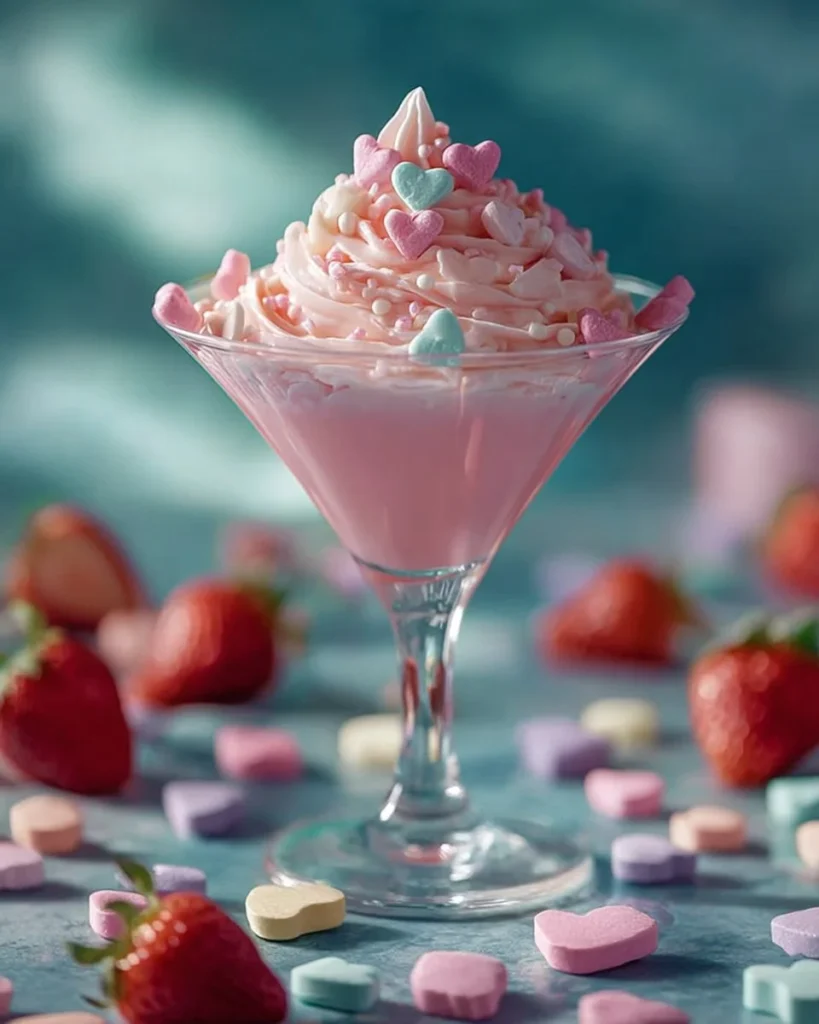 Pink Sweetie Valen-Tini cocktail ready for Valentine's Day celebration