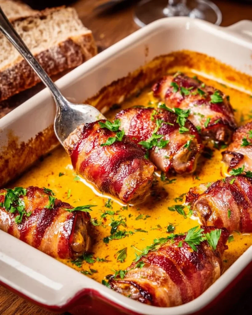 Pork Tenderloin in Curry Cream served on a plate with garnishes