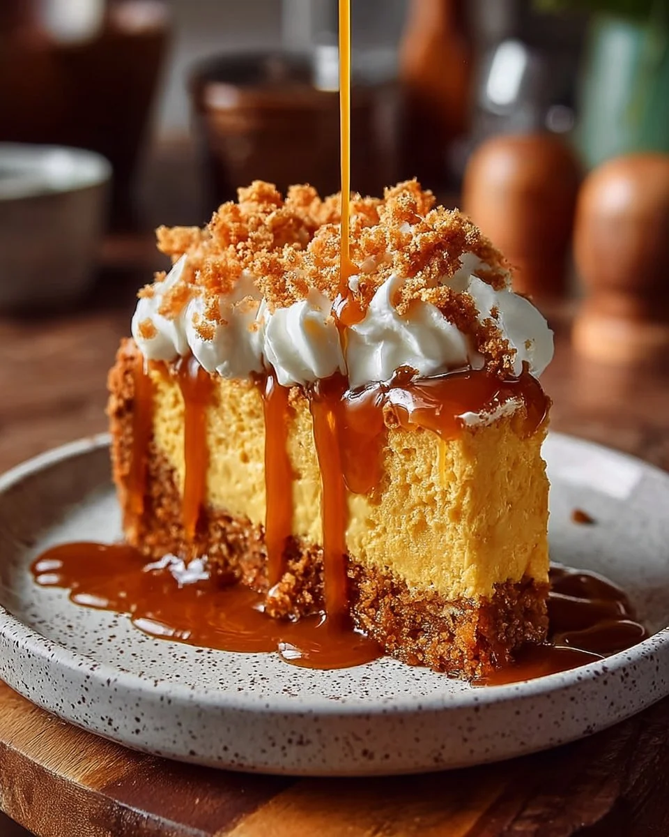 Delicious homemade pumpkin cake topped with frosting and spices