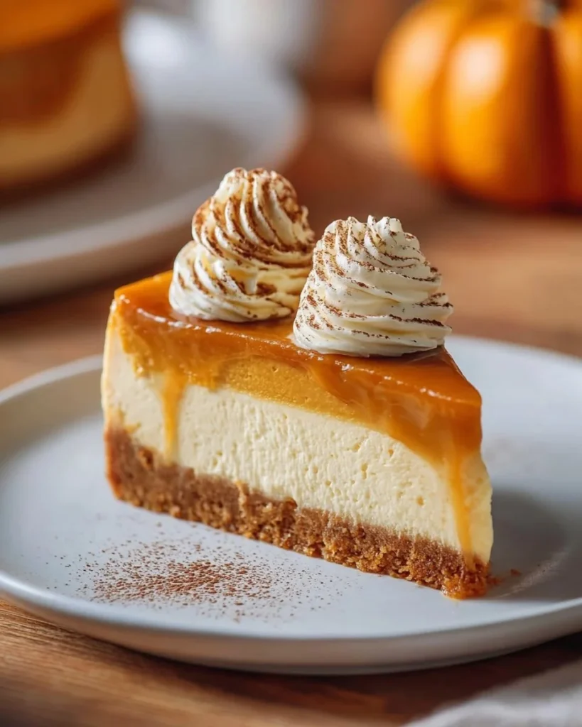 Delicious homemade pumpkin cheesecake with a creamy texture and festive spices.