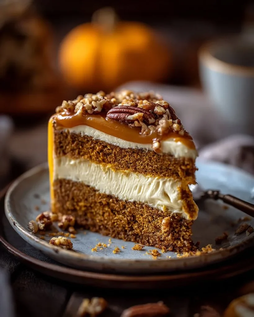 Delicious Pumpkin Crunch Cake with creamy pumpkin filling and crunchy topping