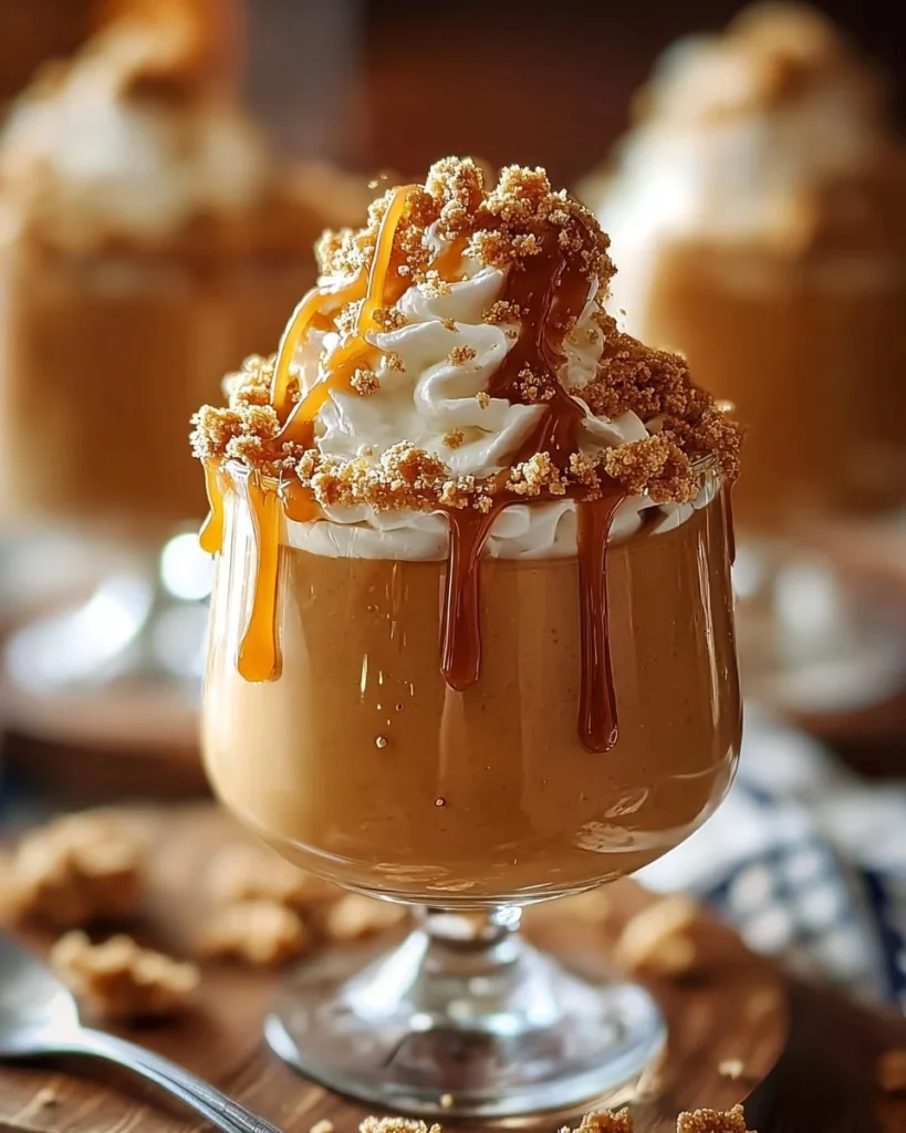 Delicious Pumpkin Crunch Parfaits served in clear cups with whipped cream and granola.