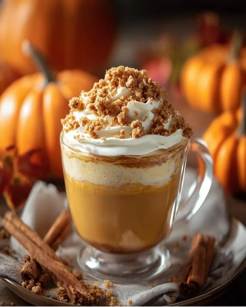 Delicious pumpkin pie in a cup topped with whipped cream