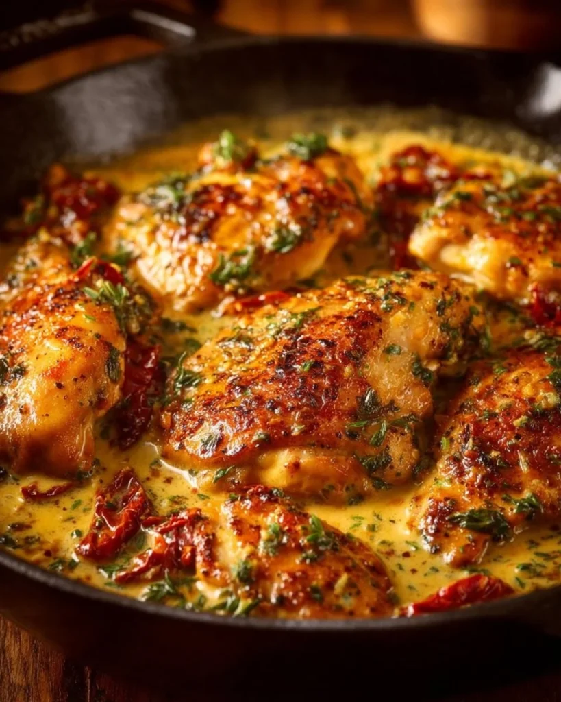 Creamy Marry Me Chicken served on a plate garnished with herbs