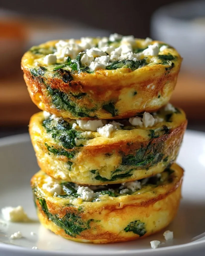 Quick egg muffins with spinach and feta recipe