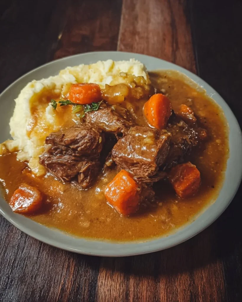 Quick roast recipe with golden mashed potatoes and gravy for a delightful meal