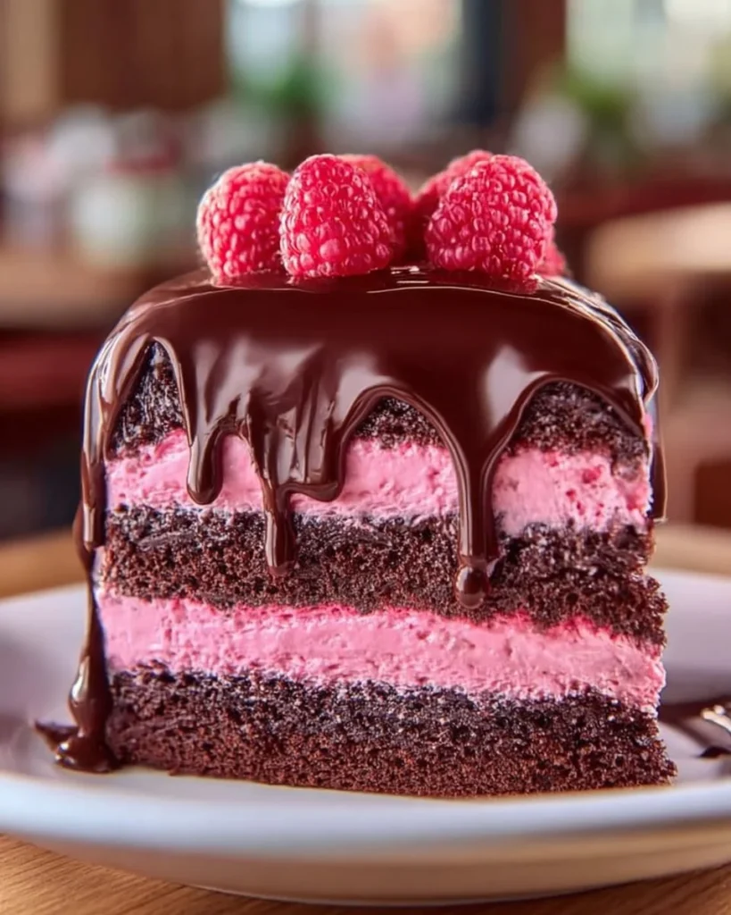 Raspberry Cocoa Chocolate treat with rich cocoa and fresh raspberries on top