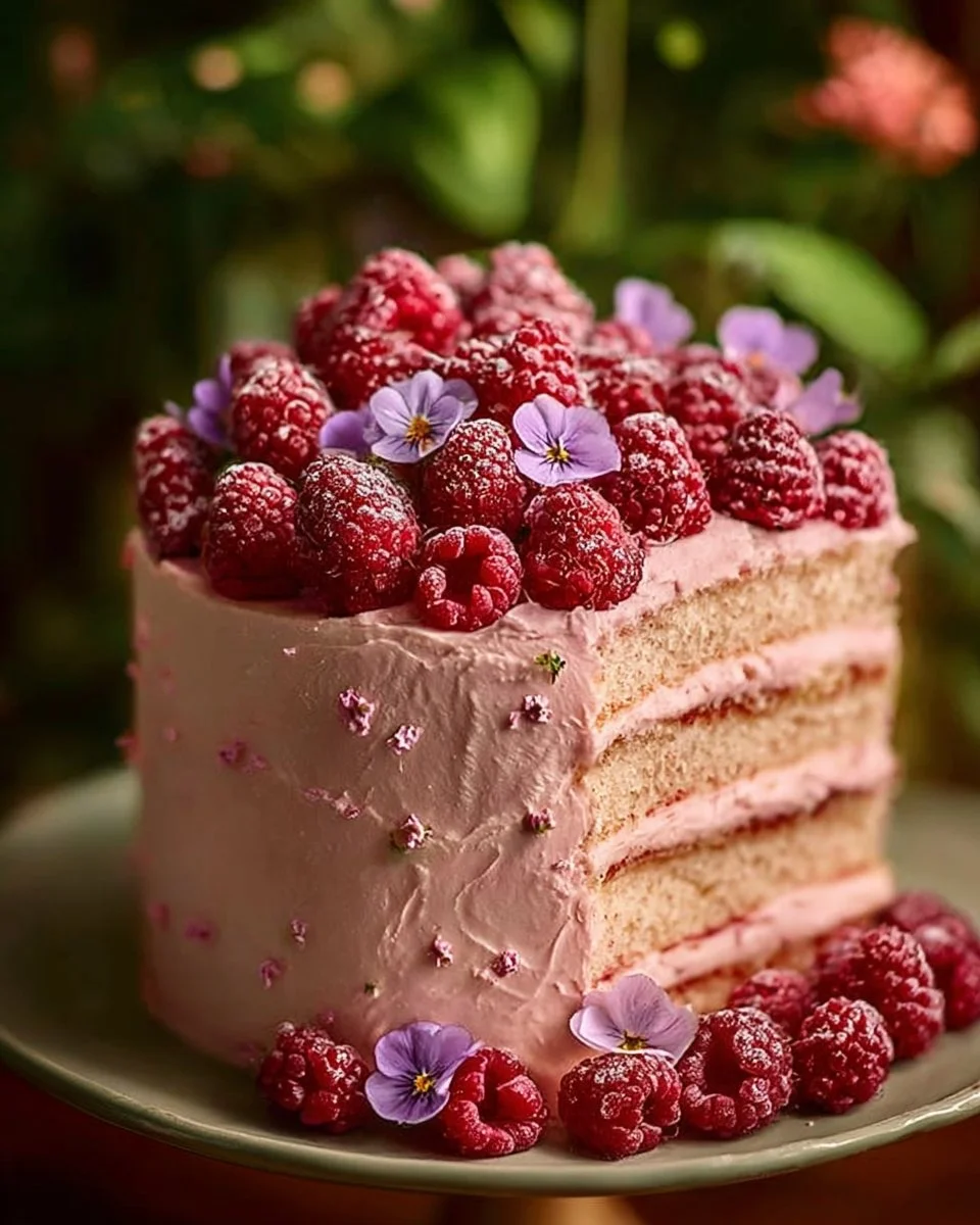 Delicious Raspberry Lemonade Cake with vibrant raspberry and lemon layers