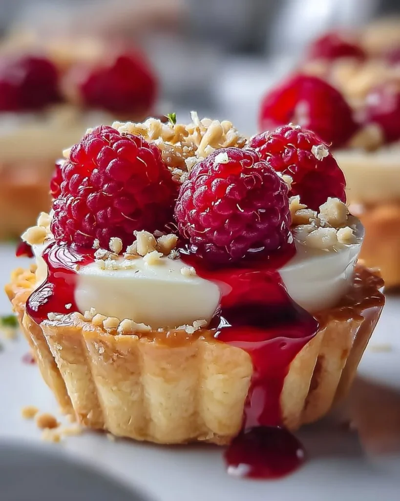 Raspberry White Chocolate Tartlets baked with fresh raspberries and white chocolate