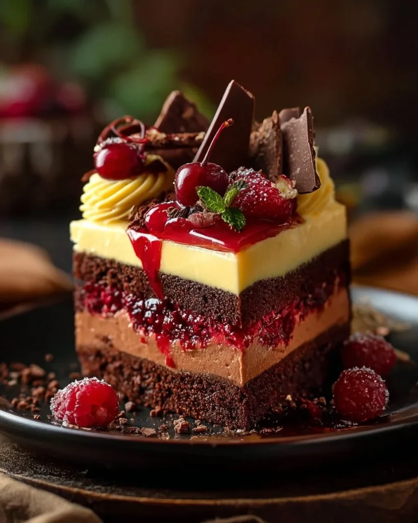 Delicious Red Velvet Cheesecake with cream cheese frosting and red velvet layers