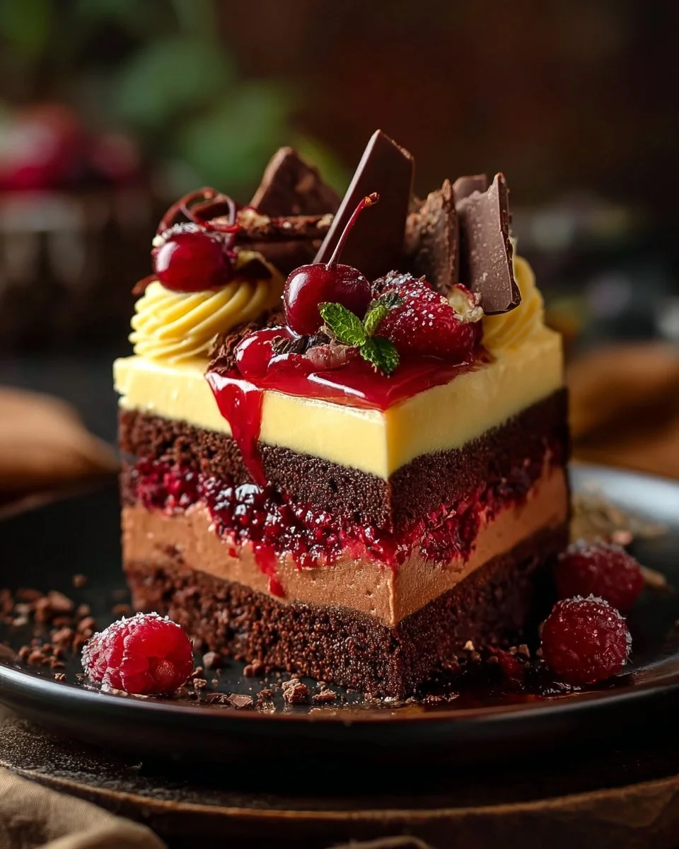 Delicious Red Velvet Cheesecake with cream cheese frosting and red velvet layers