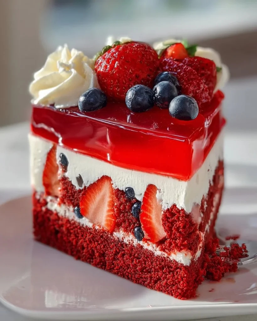 Delicious Red Velvet Strawberry Cheesecake with fresh strawberries on top.