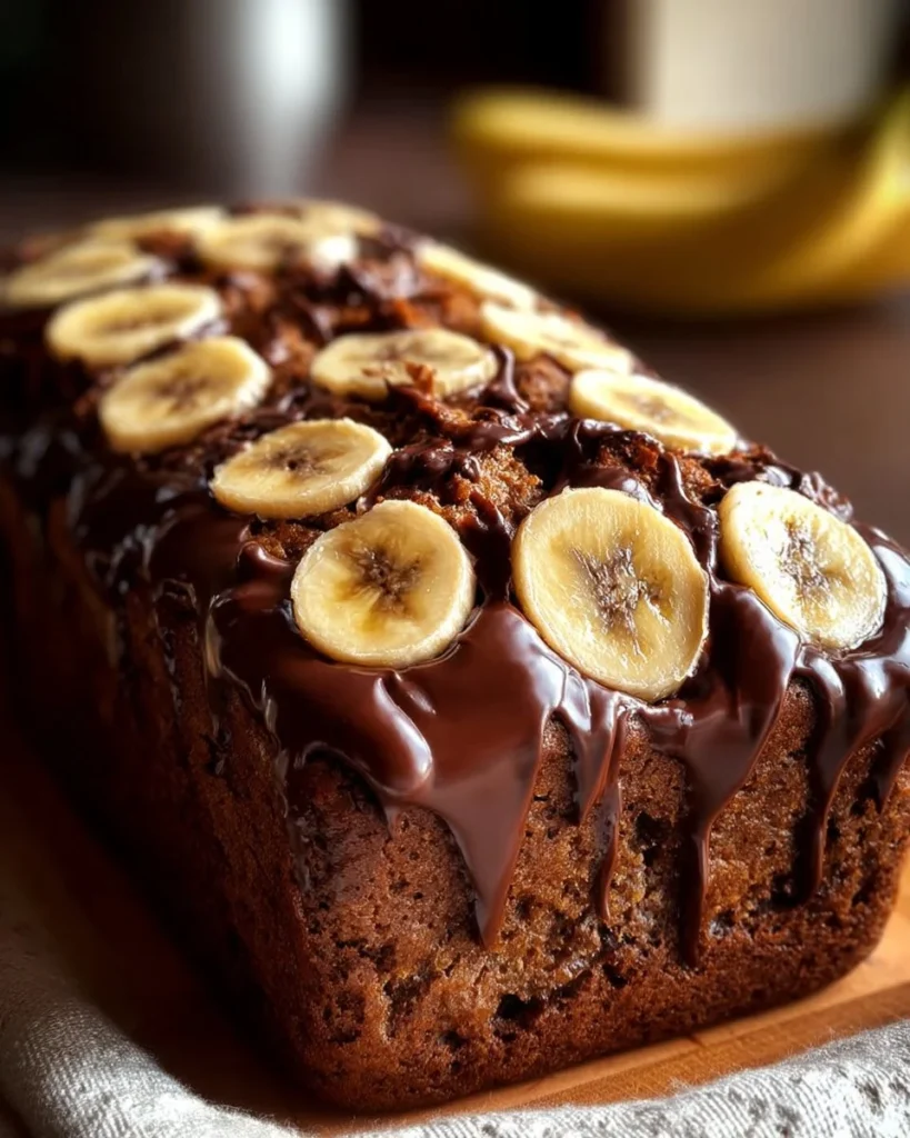 Delicious slice of Reese’s peanut butter banana bread with chocolate chips