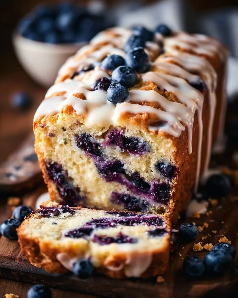 Delicious roasted blueberry pull-apart loaf served on a wooden table