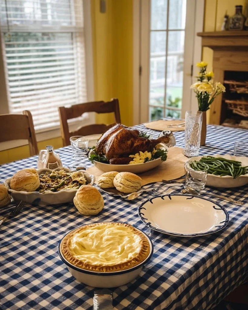 Delicious roasted chicken dinner served with sides and garnishes