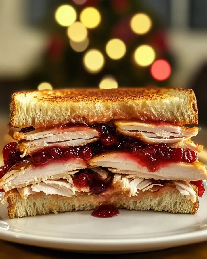 Savory roasted turkey and cranberry sandwich ready to be enjoyed.