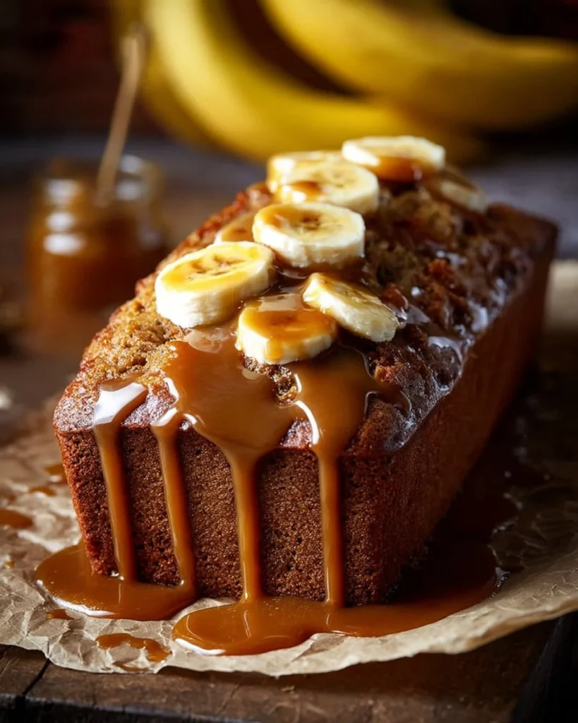 Delicious Salted Caramel Banana Bread fresh out of the oven