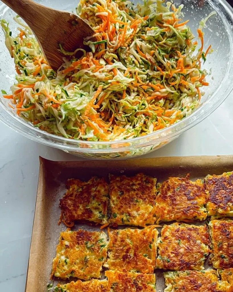 Savory cabbage carrot frittata topped with melted mozzarella cheese