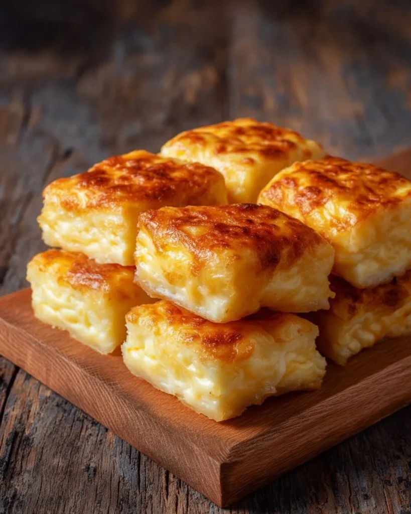 Plate of simple cheesy potato puffs fresh out of the oven