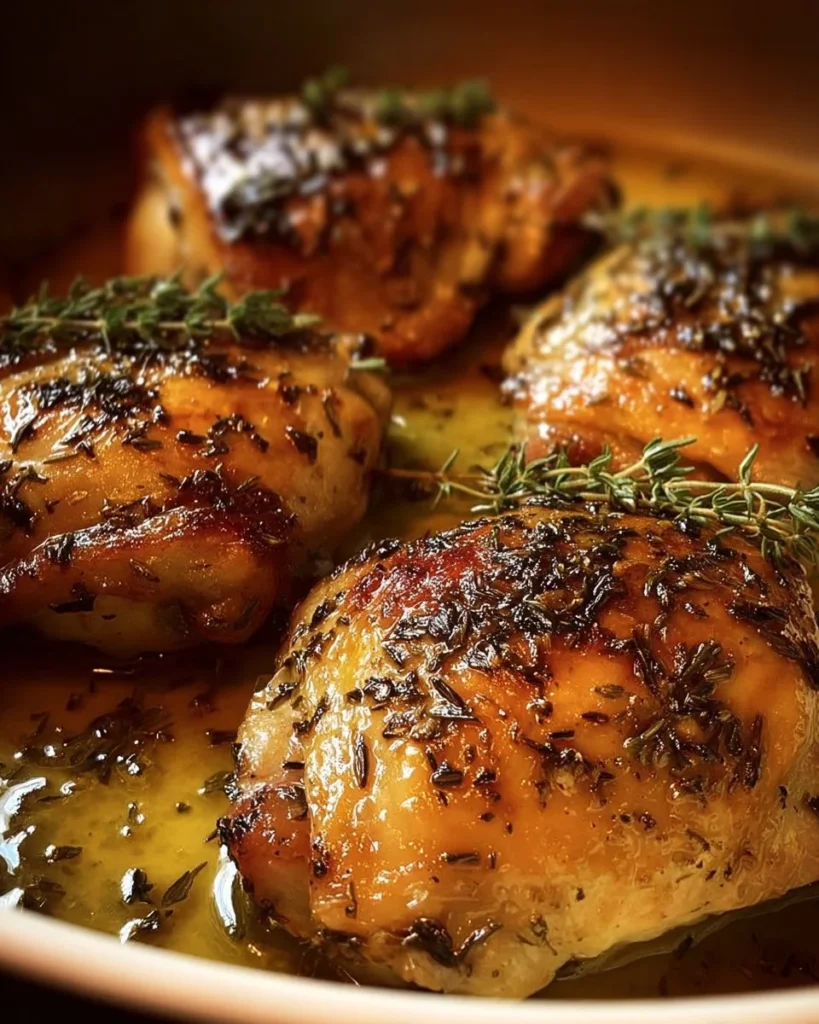 Slow Cooker Garlic Herb Chicken with herbs and spices ready to serve.