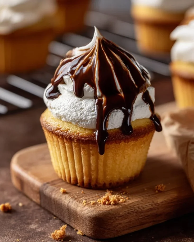 Small batch vegan Boston Cream Pie cupcakes with chocolate frosting and custard filling.