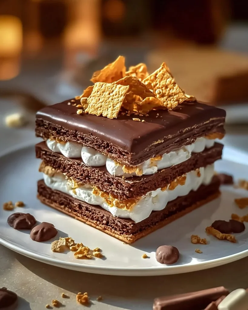 Delicious S’mores Chocolate Delight with chocolate, marshmallows, and graham crackers
