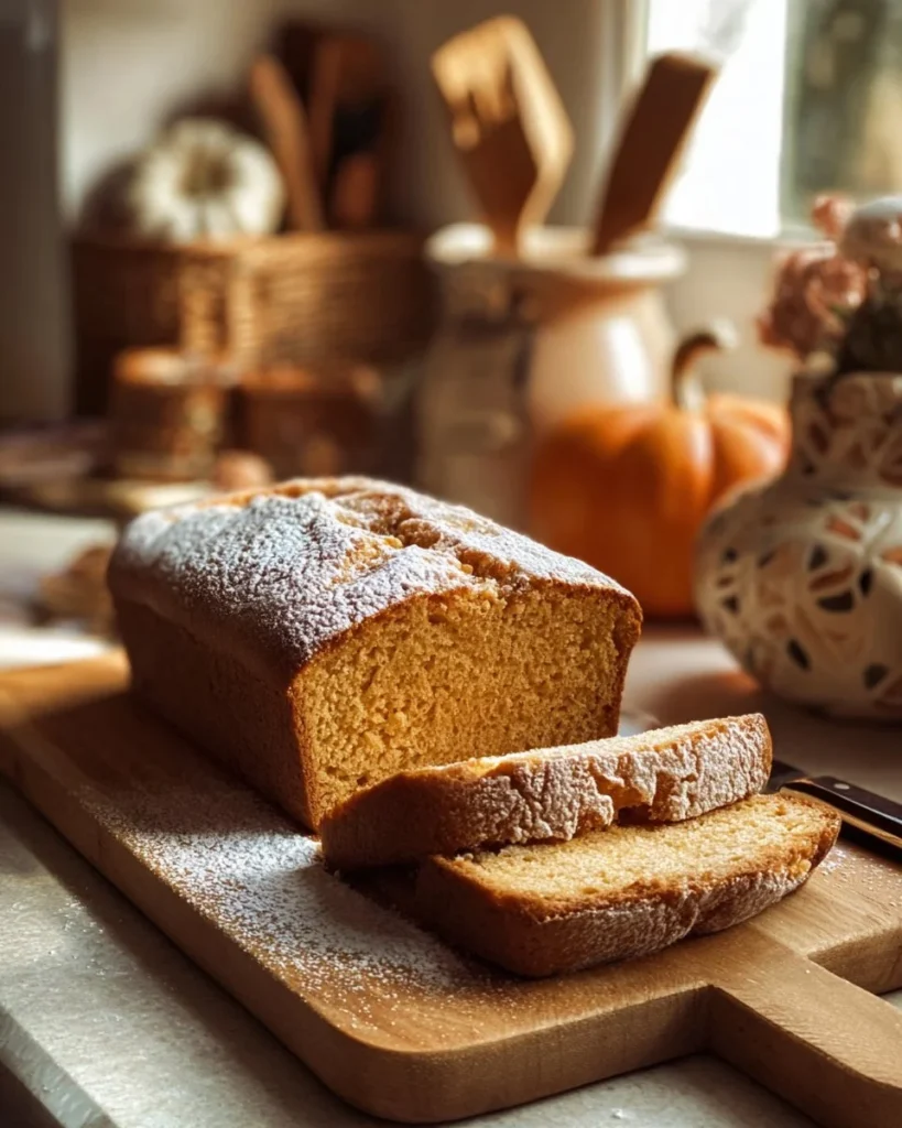 Slice of Snickerdoodle Pumpkin Bread with cinnamon sugar topping