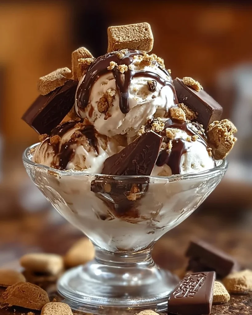 Delicious Snickers and Reese's cookie dough ice cream served in a bowl