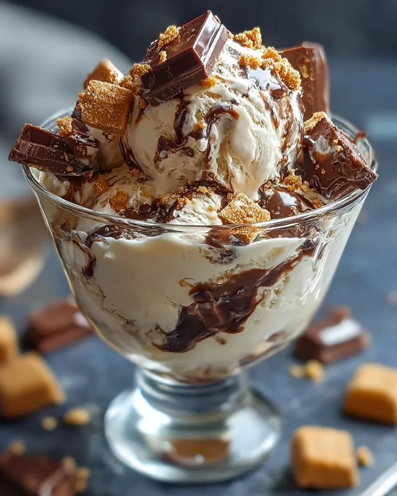 Delicious Snickers and Reese's cookie dough ice cream in serving bowls