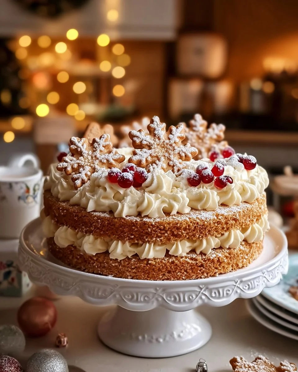 A beautifully decorated Snowflake Cake for winter celebrations.