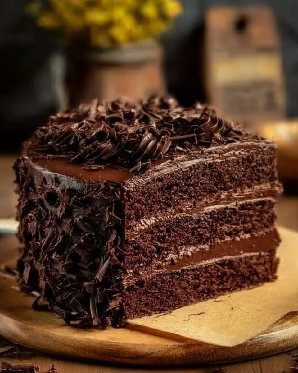 Delicious soft and spongy chocolate cake with rich frosting