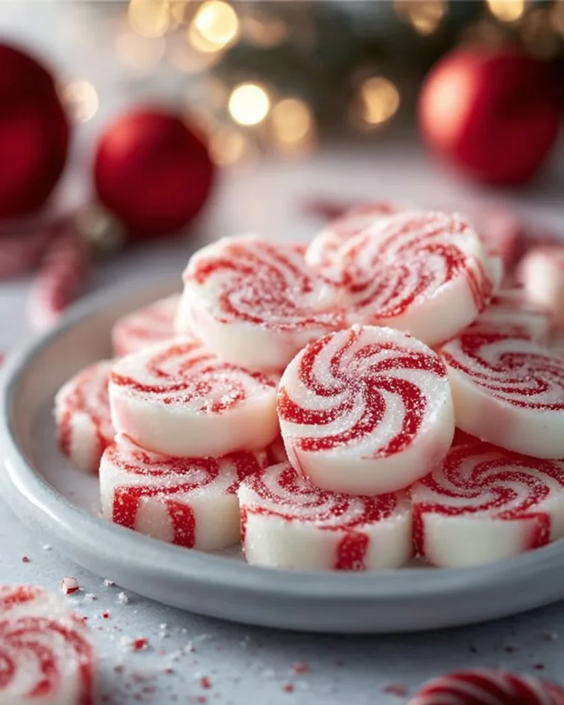 Traditional soft butter mints in festive Christmas colors