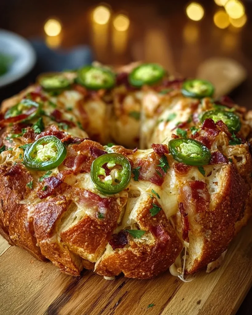 Sourdough Jalapeño Popper Bread Bowl filled with a creamy pepper dip