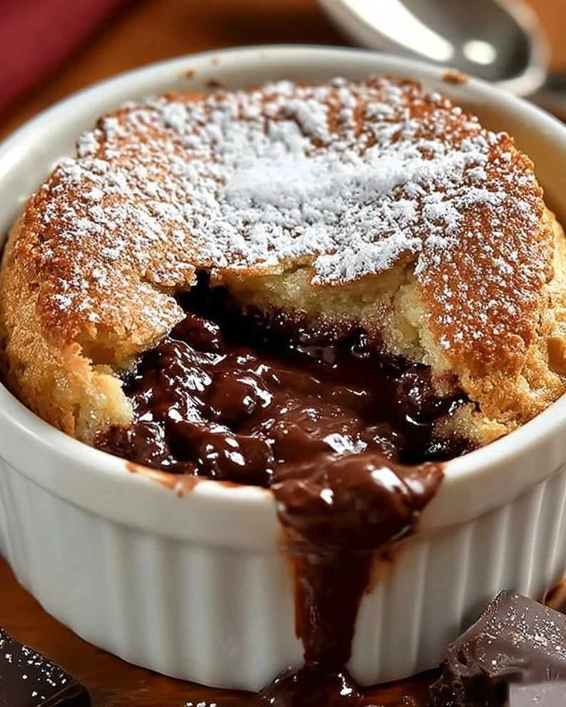 Delicious Southern chocolate cobbler served warm with a scoop of ice cream.
