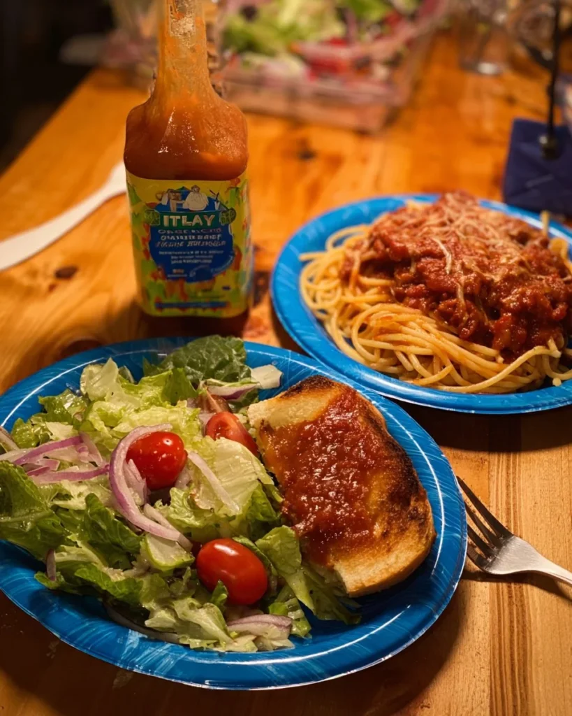 Enjoying a plate of spaghetti on a cozy Spaghetti Night with friends and family.