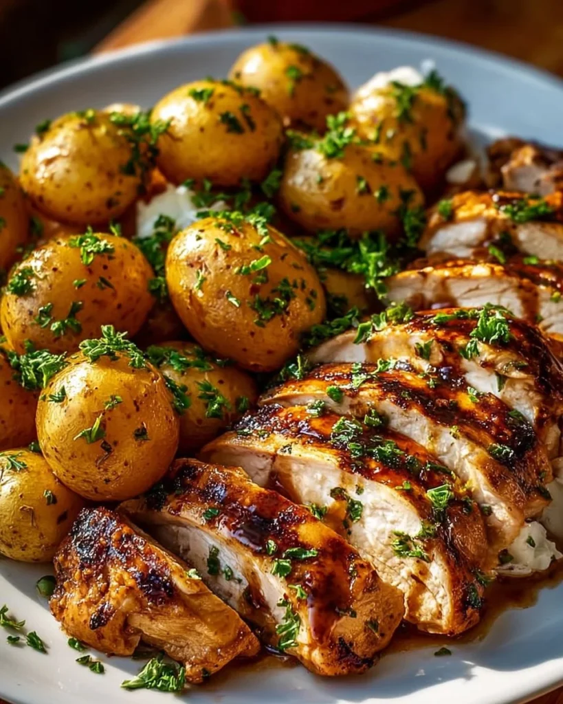 Spicy Greek chicken plate with hot honey whipped feta and crispy potatoes