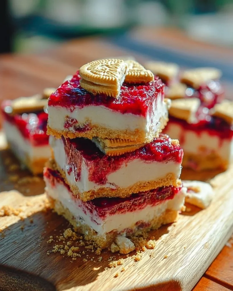 Delicious strawberry cheesecake bars topped with fresh strawberries