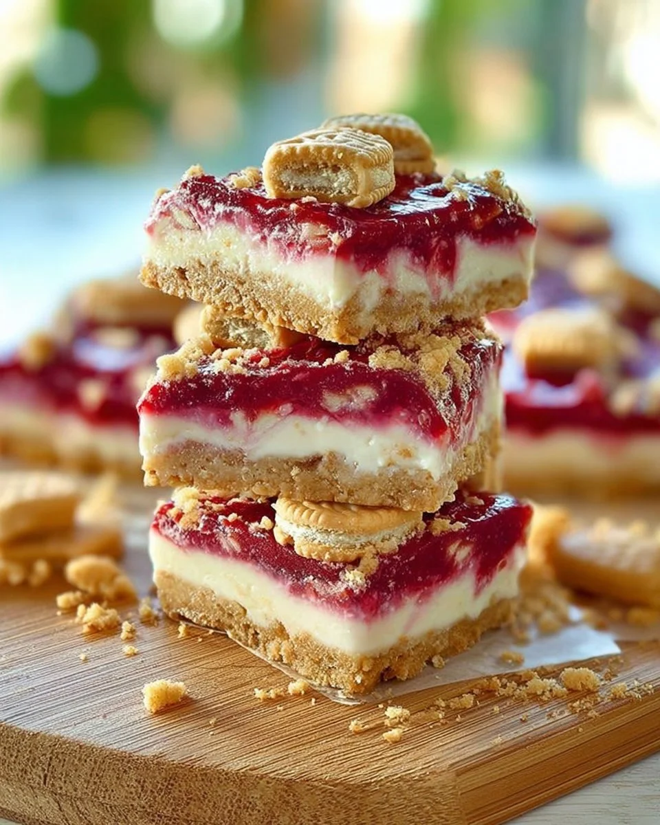 Delicious strawberry cheesecake bars topped with fresh strawberries.