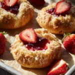 Delicious Strawberry Cheesecake Buns with fresh strawberries and creamy filling