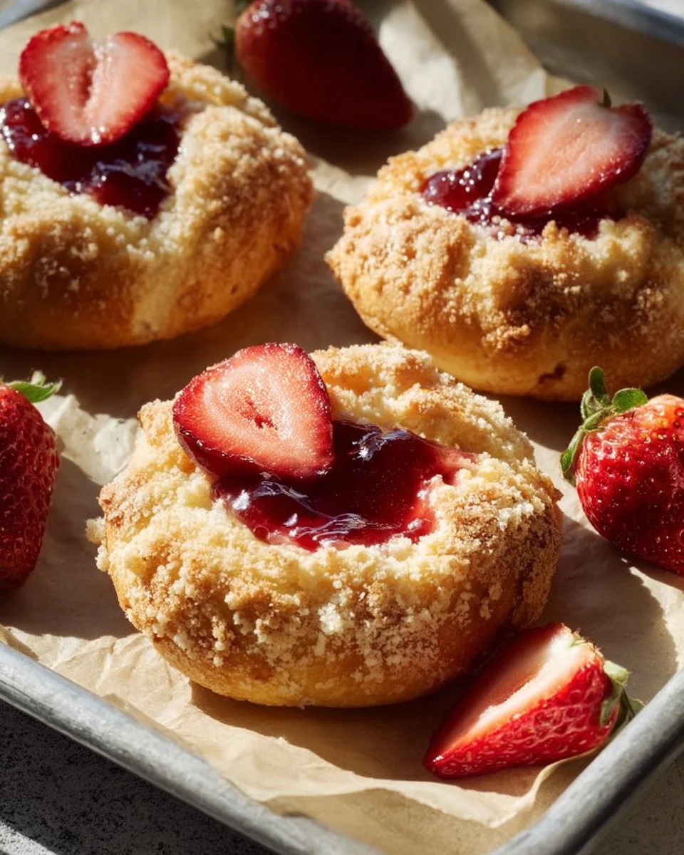 Delicious Strawberry Cheesecake Buns with fresh strawberries and creamy filling