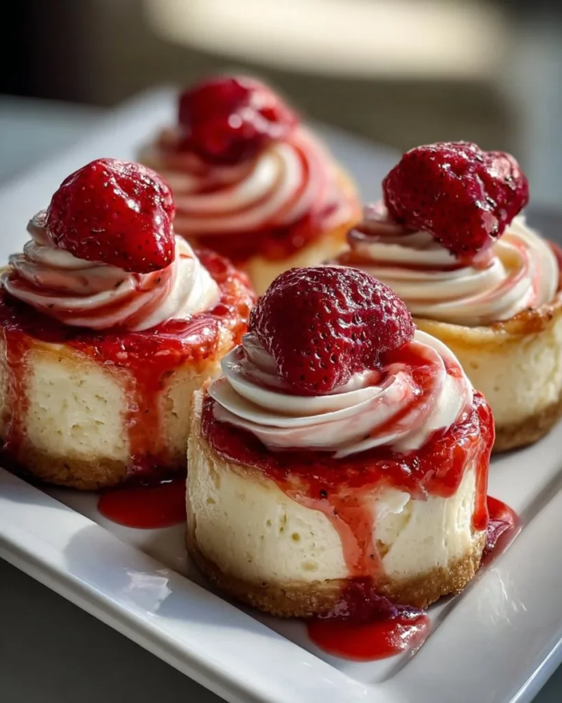 Delicious strawberry cheesecake rolls topped with fresh strawberries and cream