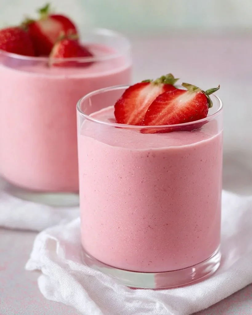 Delicious strawberry cream dessert with fresh strawberries and creamy texture