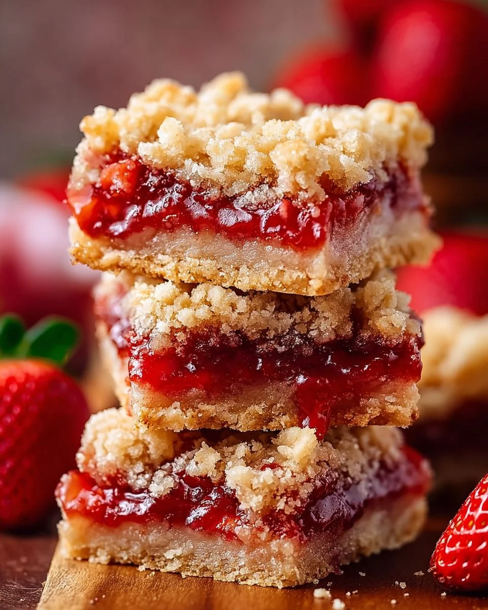 Delicious homemade strawberry crumble bars with a golden crust and fresh strawberries