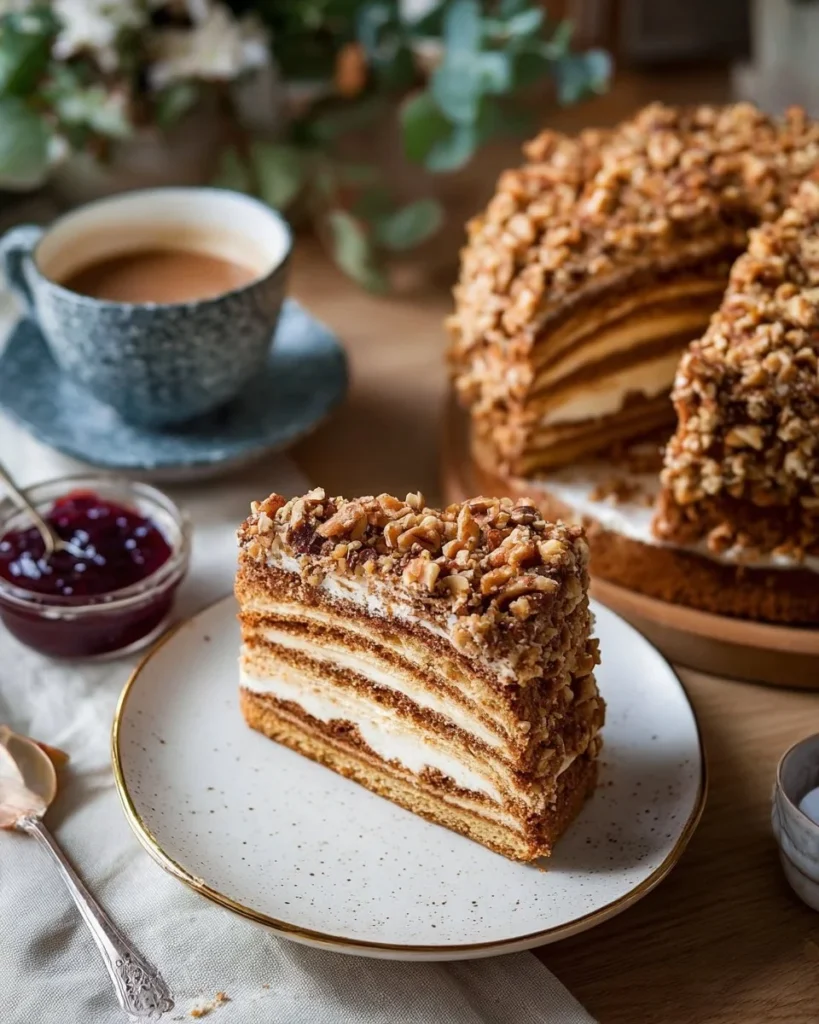 Delicious Strawberry Crumble Coffee Cake presented on a wooden table