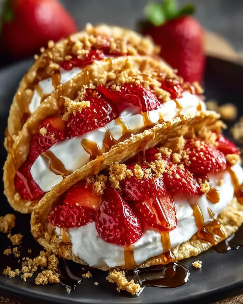 Strawberry Crunch Cheesecake Tacos - a delightful dessert fusion