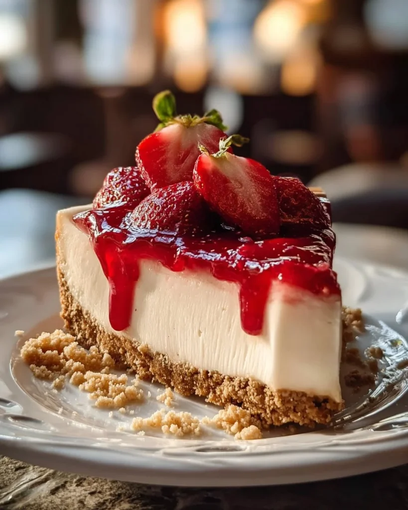 Delicious Strawberry Pretzel Cheesecake with a crunchy crust