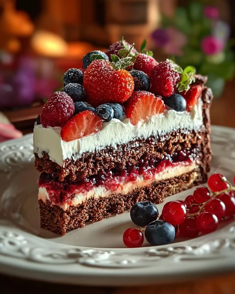 Delicious Strawberry Siren Velvet Cheesecake topped with fresh strawberries.