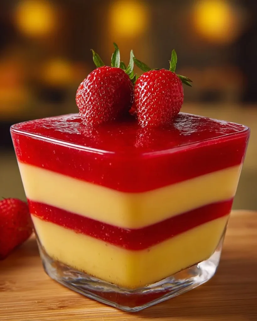 Delicious Strawberry Wonder Dessert with Jam served in a glass