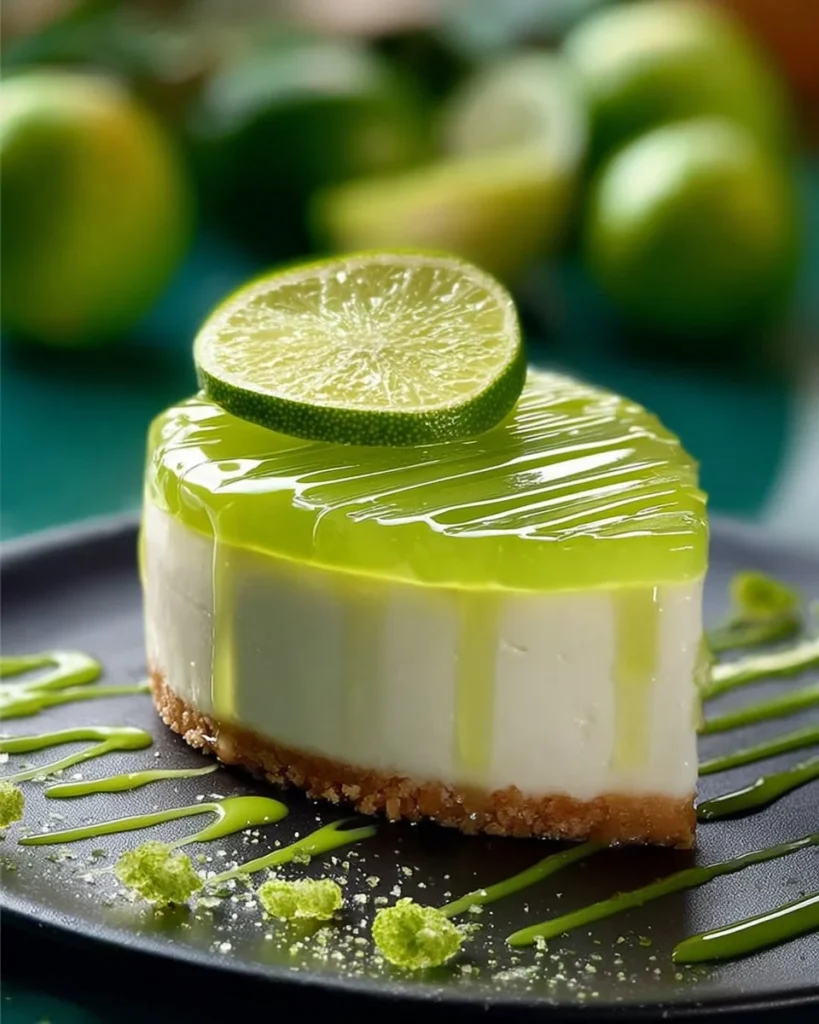 Delicious summer lime cheesecake slice with a zesty lime topping