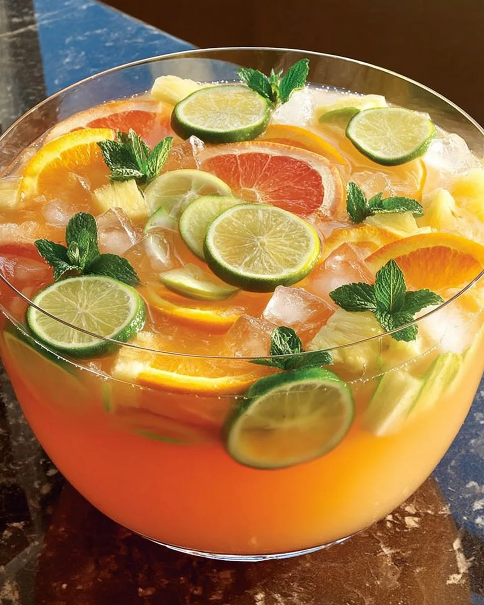 Refreshing summer pineapple lemonade punch in a glass